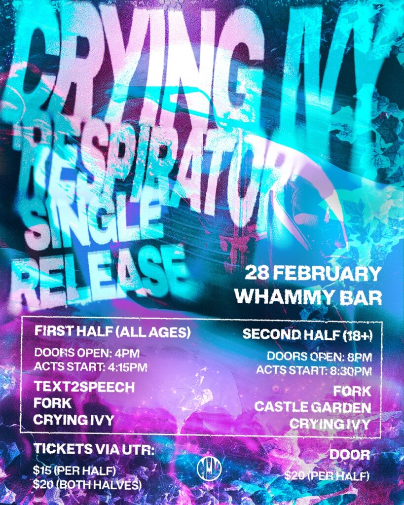 Crying Ivy live performance poster for the song "Respirator" at 13th Floor, featuring vibrant colors.