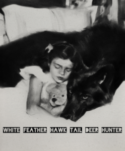 White Feather Hawk Tail Deer Hunter - Lana Del Rey inspired artwork with dogs and a girl.